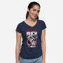 Jingle Bell Rock Penguin-Womens-V-Neck-Tee-NemiMakeit