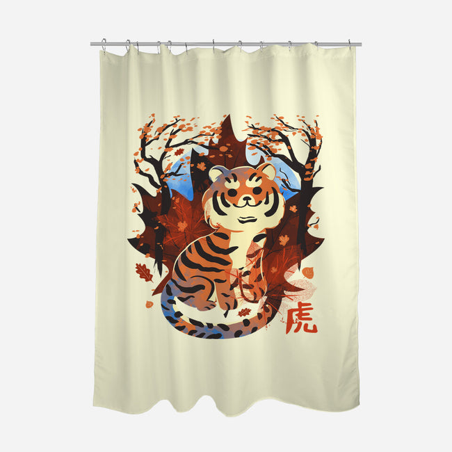 Tiger In Autumn-None-Polyester-Shower Curtain-IKILO