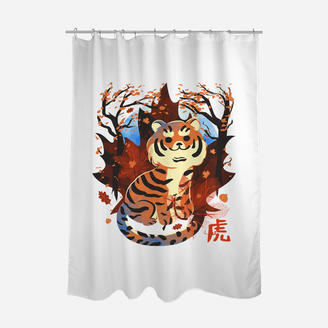 Tiger In Autumn-None-Polyester-Shower Curtain-IKILO