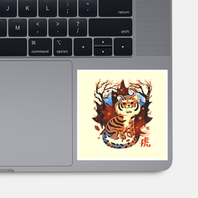 Tiger In Autumn-None-Glossy-Sticker-IKILO