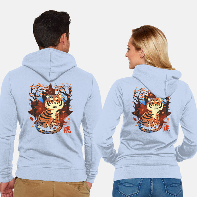 Tiger In Autumn-Unisex-Zip-Up-Sweatshirt-IKILO