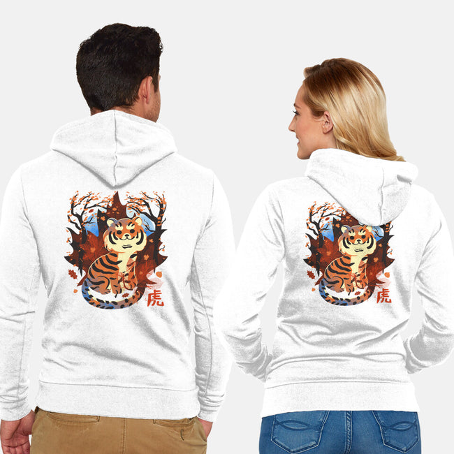 Tiger In Autumn-Unisex-Zip-Up-Sweatshirt-IKILO