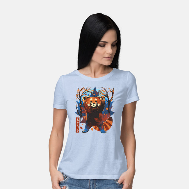 Red Panda In Autumn-Womens-Basic-Tee-IKILO