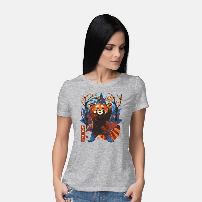 Red Panda In Autumn-Womens-Basic-Tee-IKILO