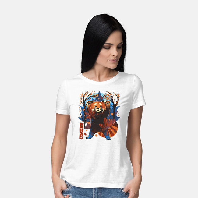 Red Panda In Autumn-Womens-Basic-Tee-IKILO