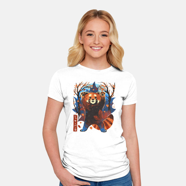 Red Panda In Autumn-Womens-Fitted-Tee-IKILO