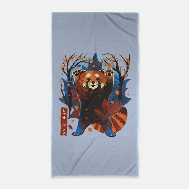 Red Panda In Autumn-None-Beach-Towel-IKILO