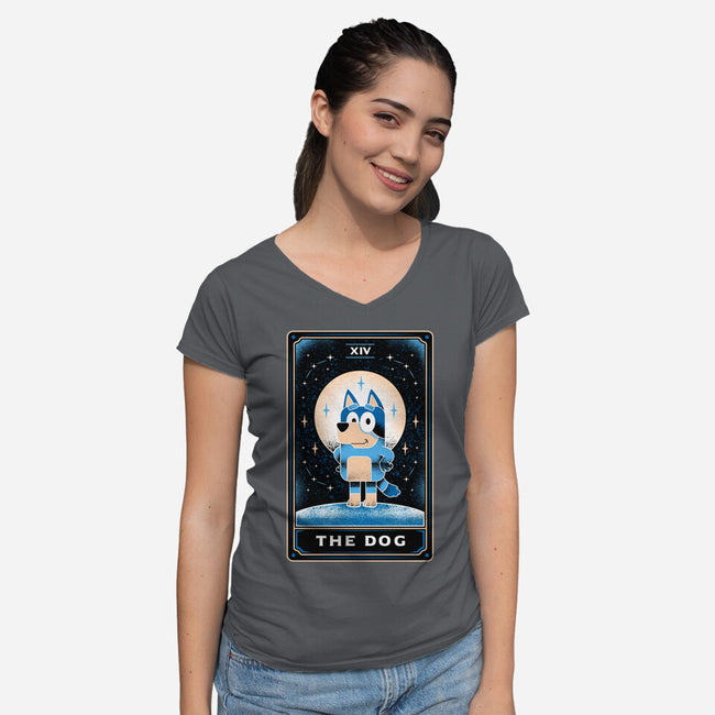 The Dog Tarot Card-Womens-V-Neck-Tee-Logozaste