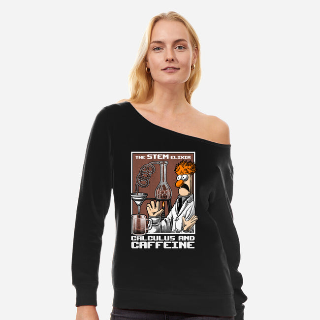 Science Puppet Coffee Lab-Womens-Off Shoulder-Sweatshirt-Studio Mootant