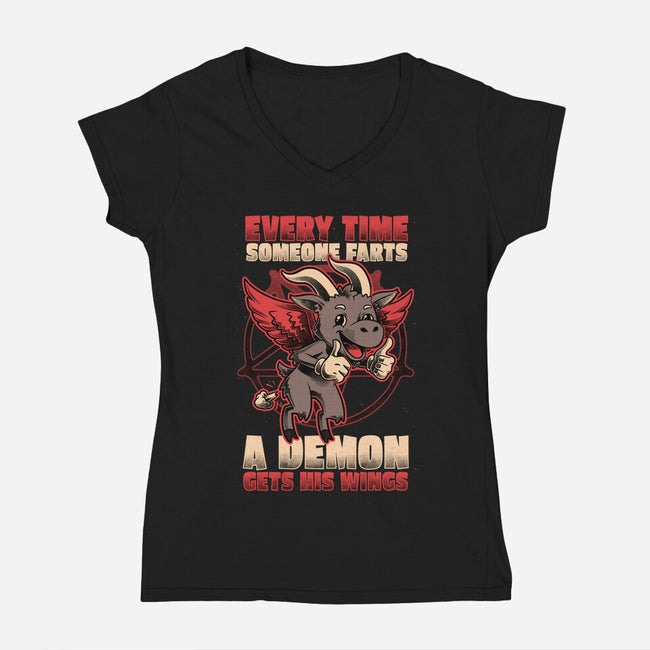 Demon Fart Wings-Womens-V-Neck-Tee-Studio Mootant