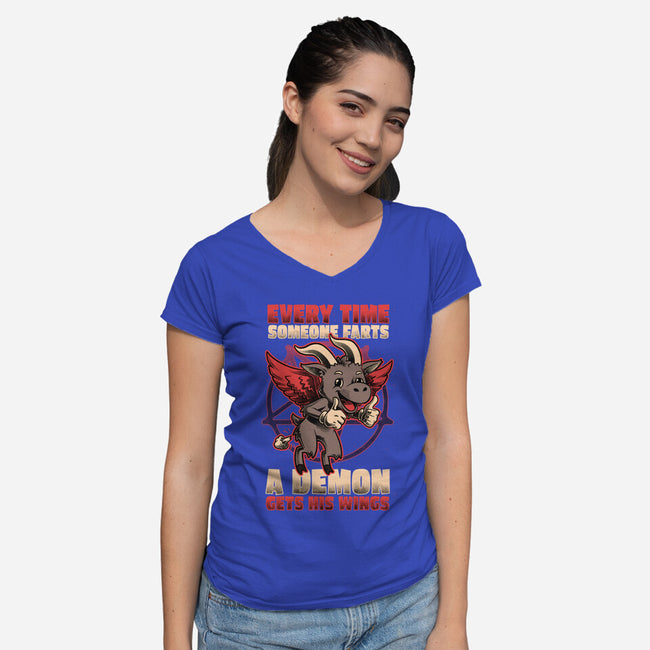 Demon Fart Wings-Womens-V-Neck-Tee-Studio Mootant