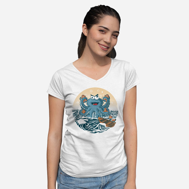 Cookie Kraken Attack-Womens-V-Neck-Tee-erion_designs