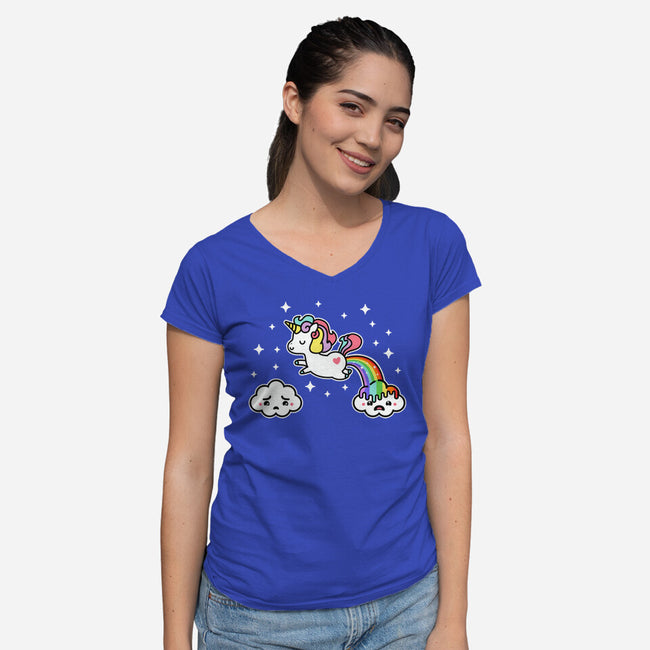 Poopiecorn-Womens-V-Neck-Tee-demonigote