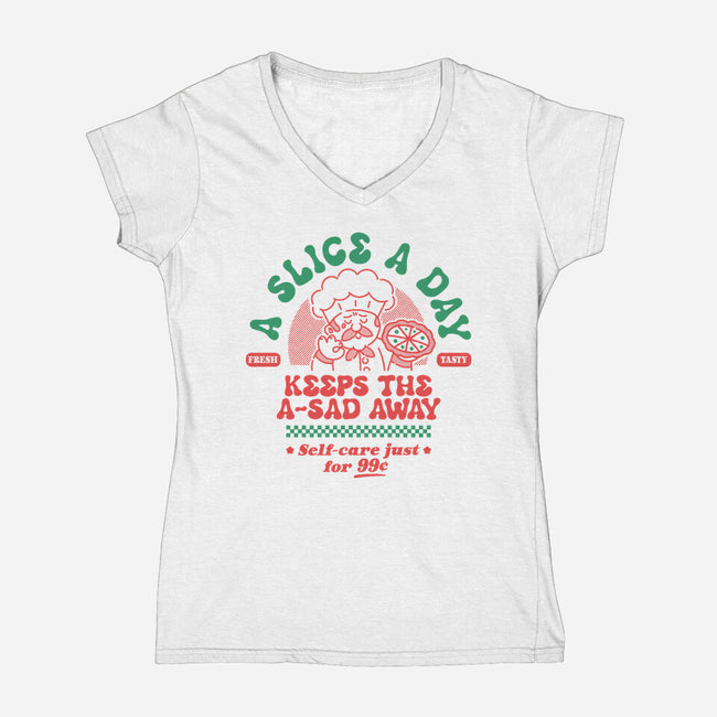 A Slice A Day-Womens-V-Neck-Tee-demonigote