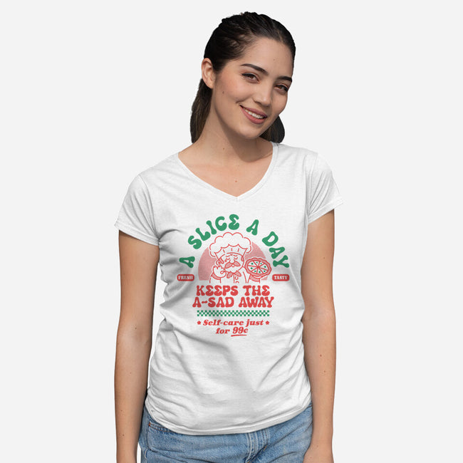 A Slice A Day-Womens-V-Neck-Tee-demonigote