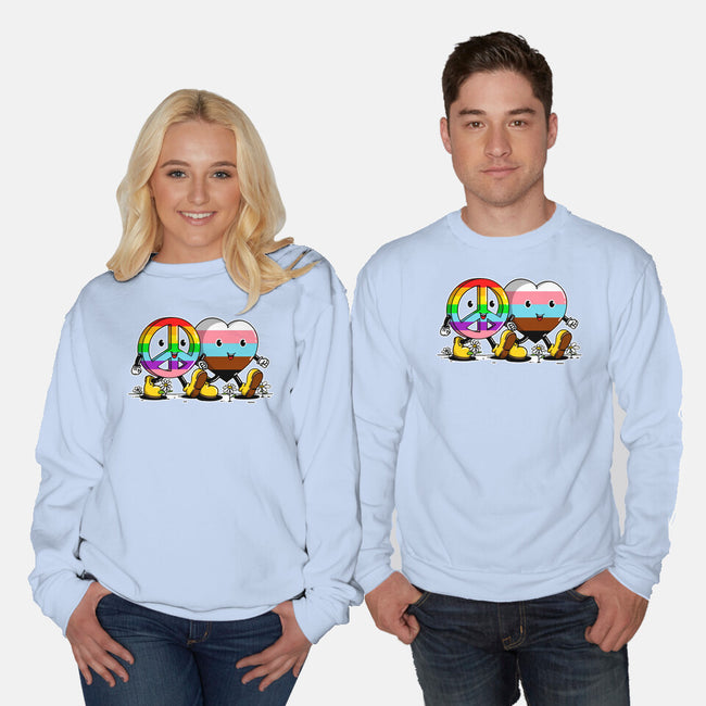 Peace And Love Friends-Unisex-Crew Neck-Sweatshirt-sebasebi