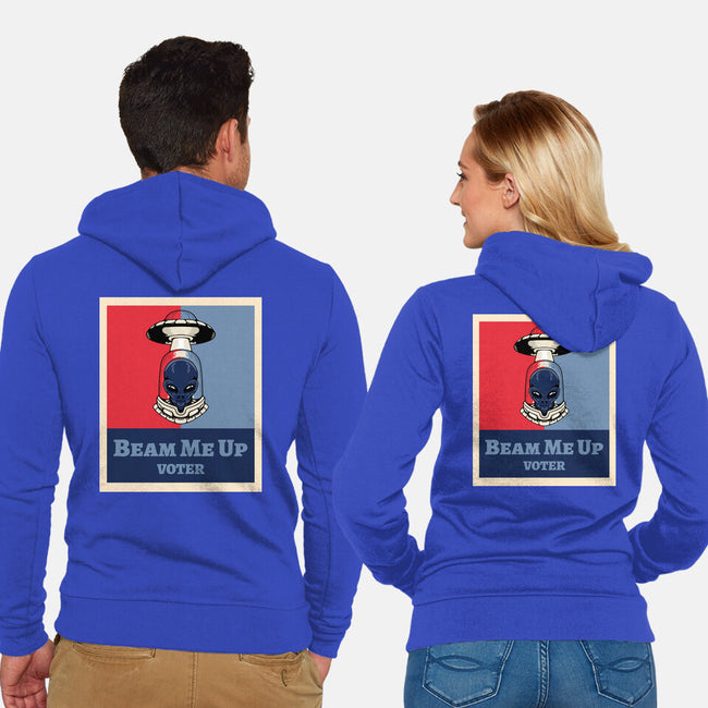 Beam Me Up Voter-Unisex-Zip-Up-Sweatshirt-ElLocoMus