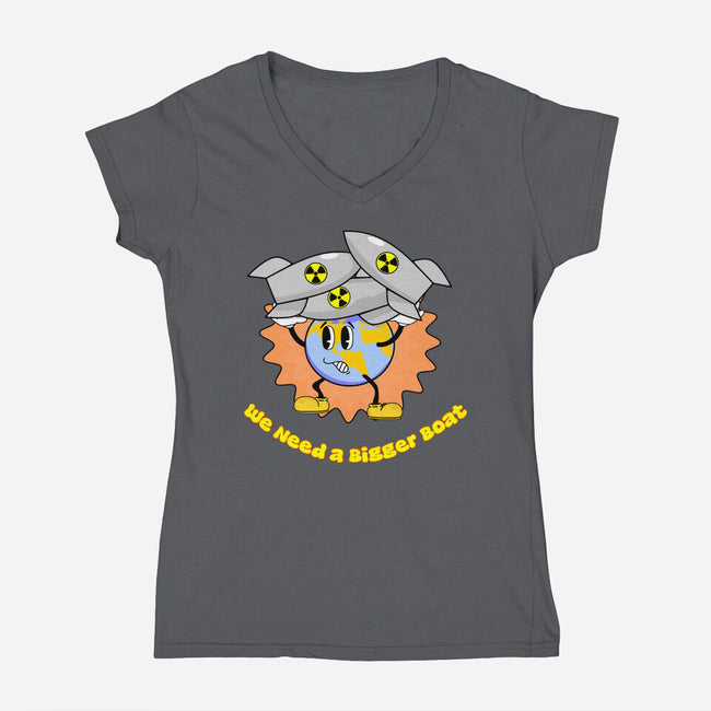 We Need A Bigger Boat-Womens-V-Neck-Tee-sillyindustries