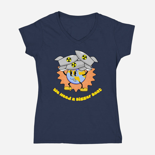 We Need A Bigger Boat-Womens-V-Neck-Tee-sillyindustries