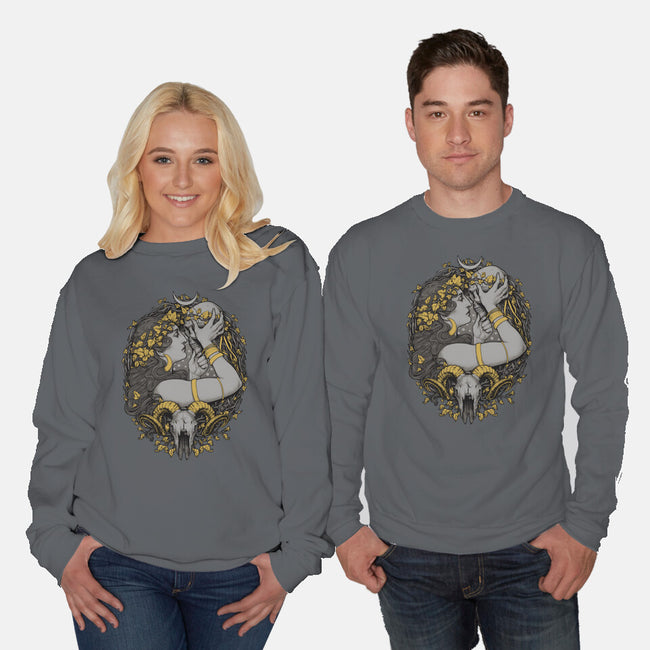 Skull Witch-Unisex-Crew Neck-Sweatshirt-MedusaD