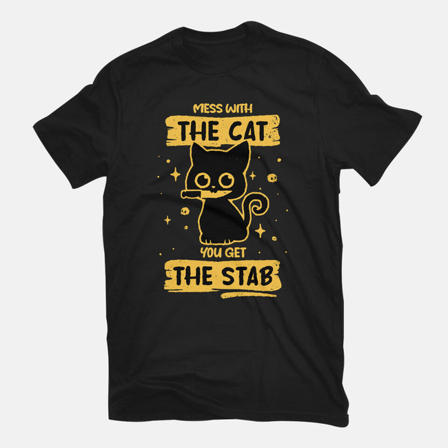 Stab Cat-Womens-Fitted-Tee-retrodivision