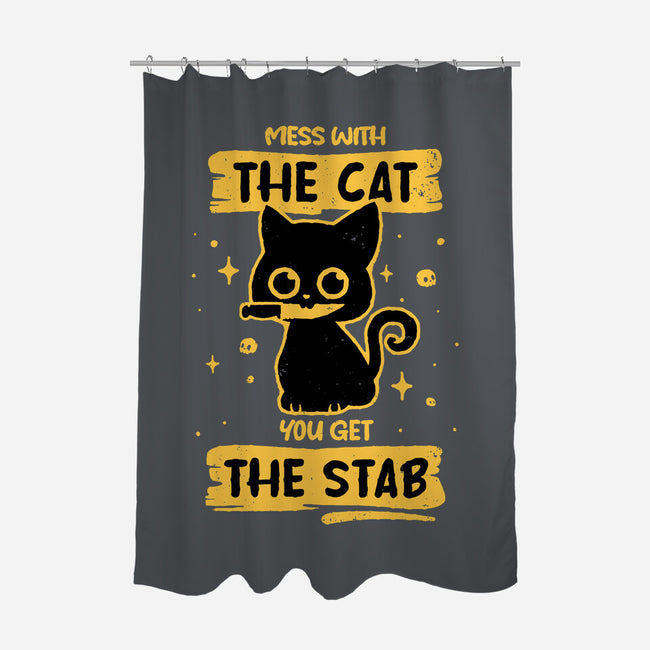 Stab Cat-None-Polyester-Shower Curtain-retrodivision