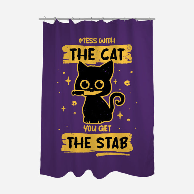 Stab Cat-None-Polyester-Shower Curtain-retrodivision