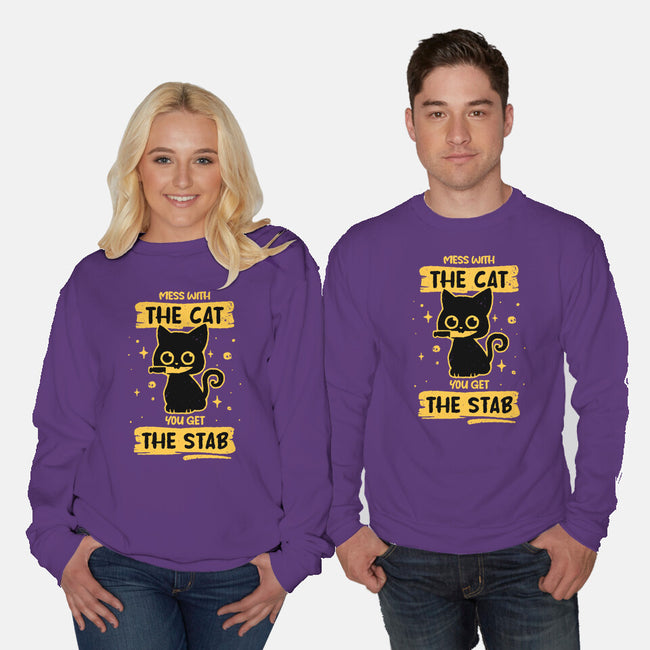 Stab Cat-Unisex-Crew Neck-Sweatshirt-retrodivision