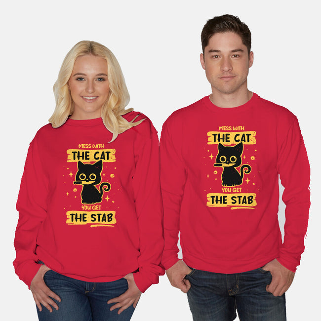 Stab Cat-Unisex-Crew Neck-Sweatshirt-retrodivision