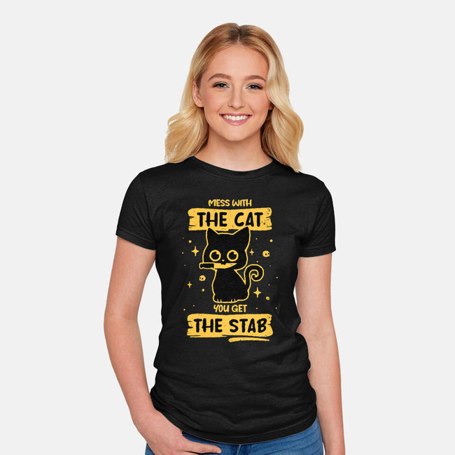 Stab Cat-Womens-Fitted-Tee-retrodivision