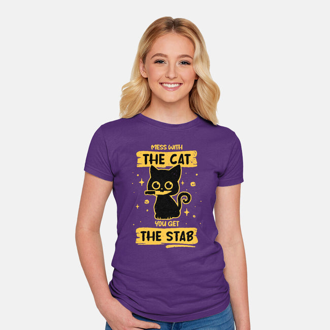 Stab Cat-Womens-Fitted-Tee-retrodivision