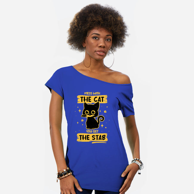 Stab Cat-Womens-Off Shoulder-Tee-retrodivision