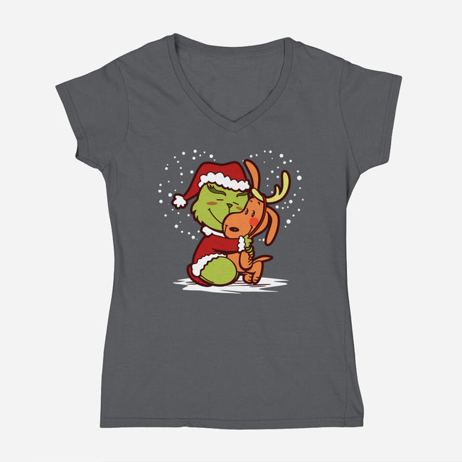 Christmas Is Love-Womens-V-Neck-Tee-Boggs Nicolas