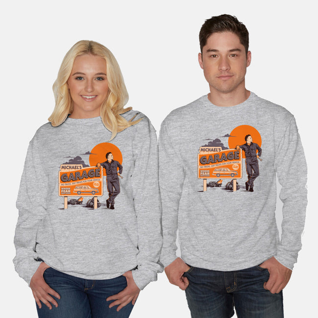 Michael's Garage-Unisex-Crew Neck-Sweatshirt-Hafaell