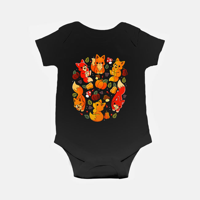 Foxes Autumn-Baby-Basic-Onesie-Vallina84