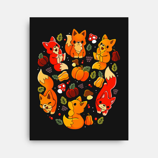 Foxes Autumn-None-Stretched-Canvas-Vallina84