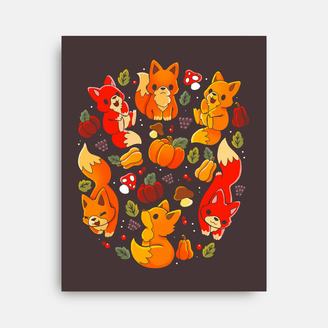 Foxes Autumn-None-Stretched-Canvas-Vallina84