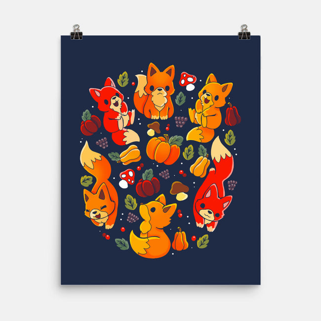 Foxes Autumn-None-Matte-Poster-Vallina84