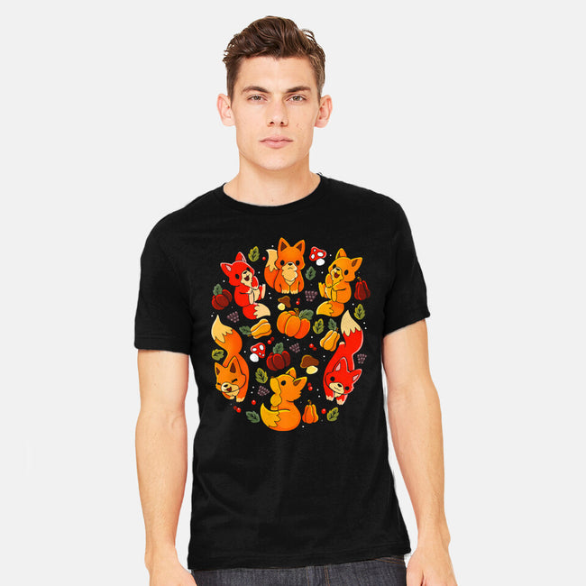 Foxes Autumn-Mens-Heavyweight-Tee-Vallina84