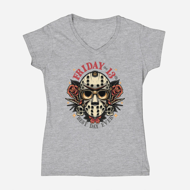 Best Day Ever-Womens-V-Neck-Tee-momma_gorilla