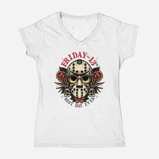 Best Day Ever-Womens-V-Neck-Tee-momma_gorilla