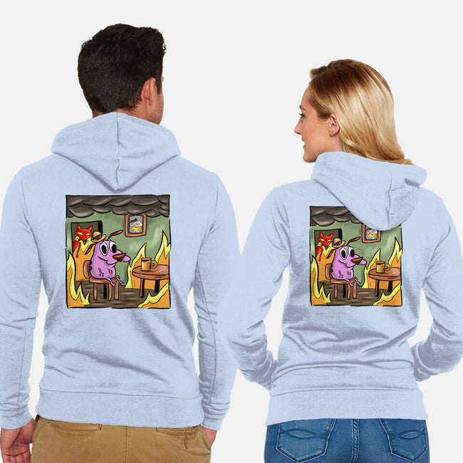 Everything Is Fine Dog-Unisex-Zip-Up-Sweatshirt-nickzzarto