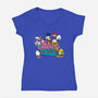 Cat And Friends-Womens-V-Neck-Tee-dalethesk8er