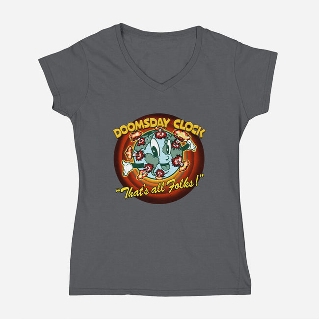 Doomsday Clock-Womens-V-Neck-Tee-palmstreet