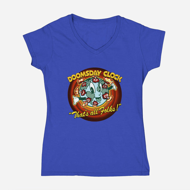 Doomsday Clock-Womens-V-Neck-Tee-palmstreet