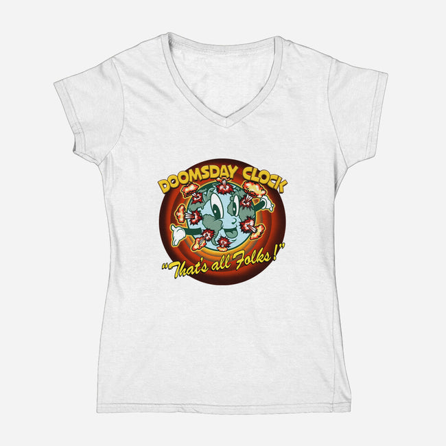 Doomsday Clock-Womens-V-Neck-Tee-palmstreet