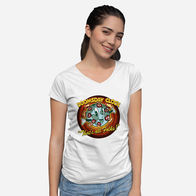 Doomsday Clock-Womens-V-Neck-Tee-palmstreet