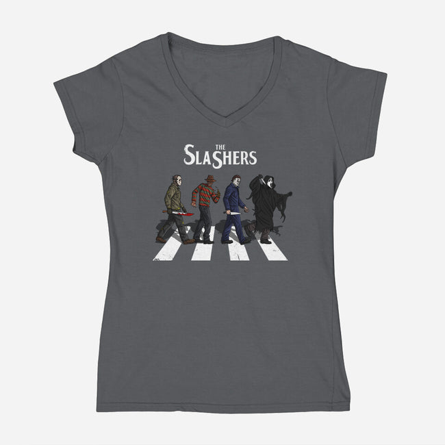 The Slashers-Womens-V-Neck-Tee-drbutler