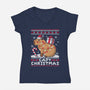 Capy Christmas-Womens-V-Neck-Tee-NemiMakeit