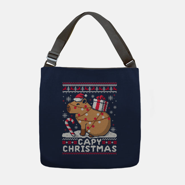 Capy Christmas-None-Adjustable Tote-Bag-NemiMakeit